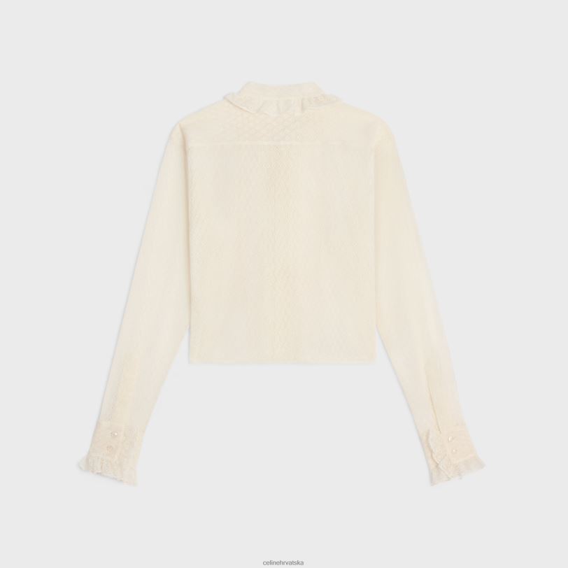 CELINE žene romy skraćena košulja od čipke i pamuka 3WED6579 odjeća krema