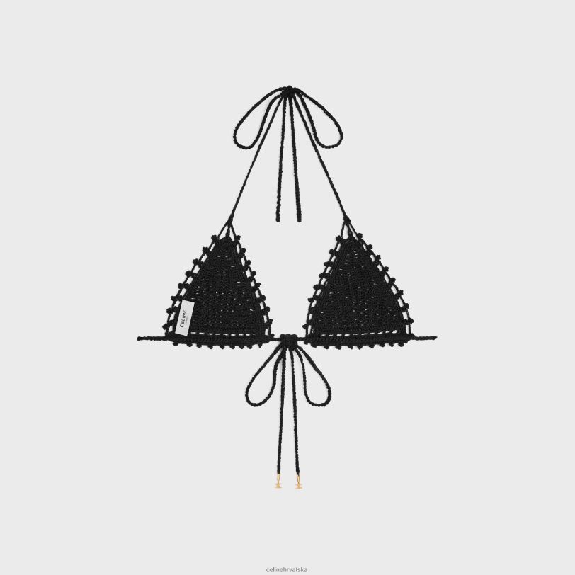 CELINE žene trokutasti gornji dio od heklanog pamuka 3WED6849 odjeća crno