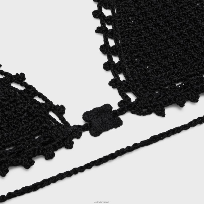 CELINE žene trokutasti gornji dio od heklanog pamuka 3WED6849 odjeća crno