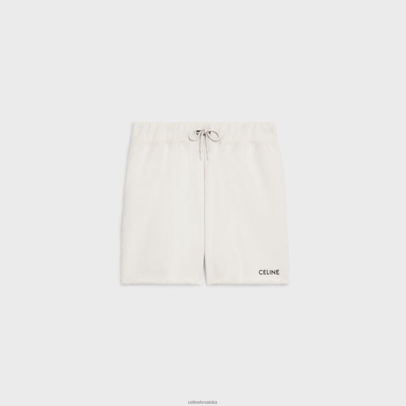 CELINE žene široke kratke hlače od pamučnog flisa 3WED6888 odjeća krem/crna