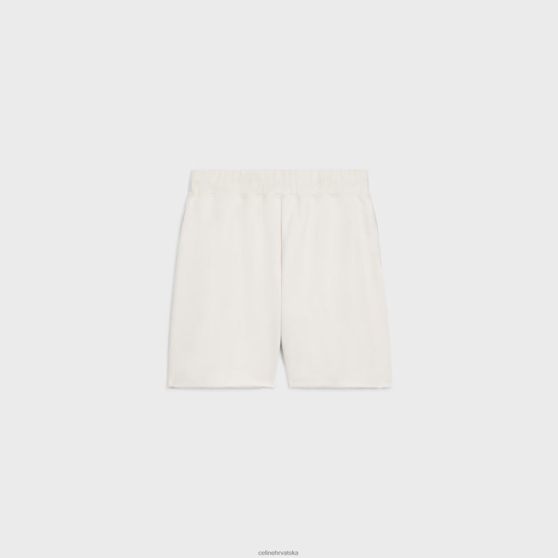 CELINE žene široke kratke hlače od pamučnog flisa 3WED6888 odjeća krem/crna