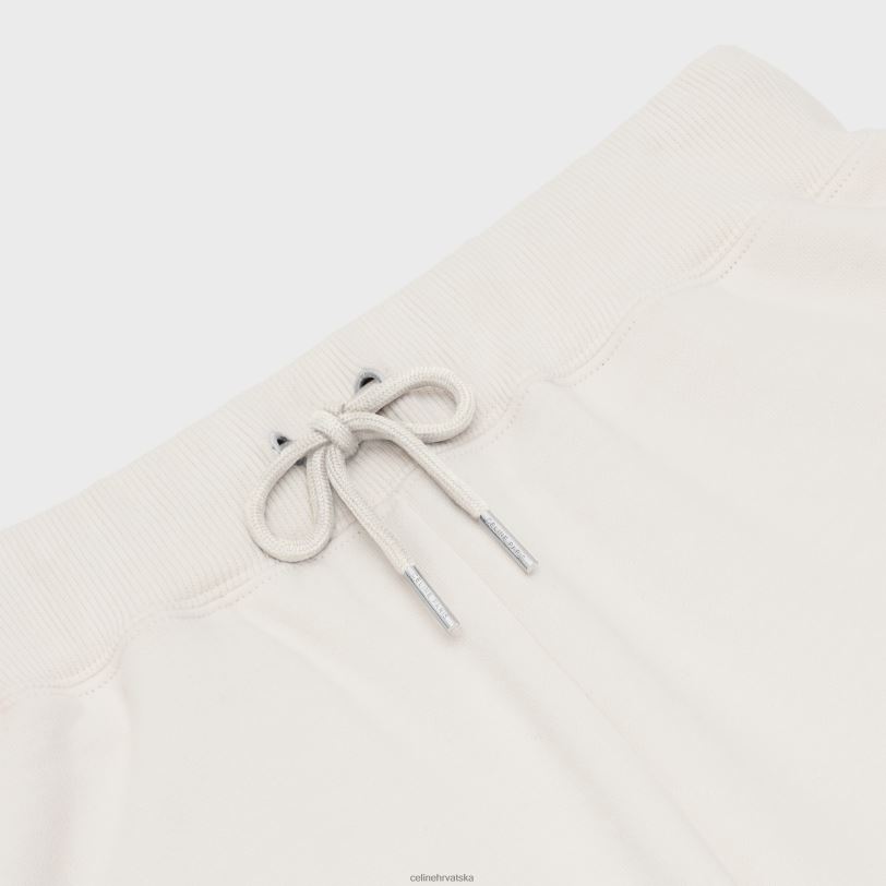 CELINE žene široke kratke hlače od pamučnog flisa 3WED6888 odjeća krem/crna