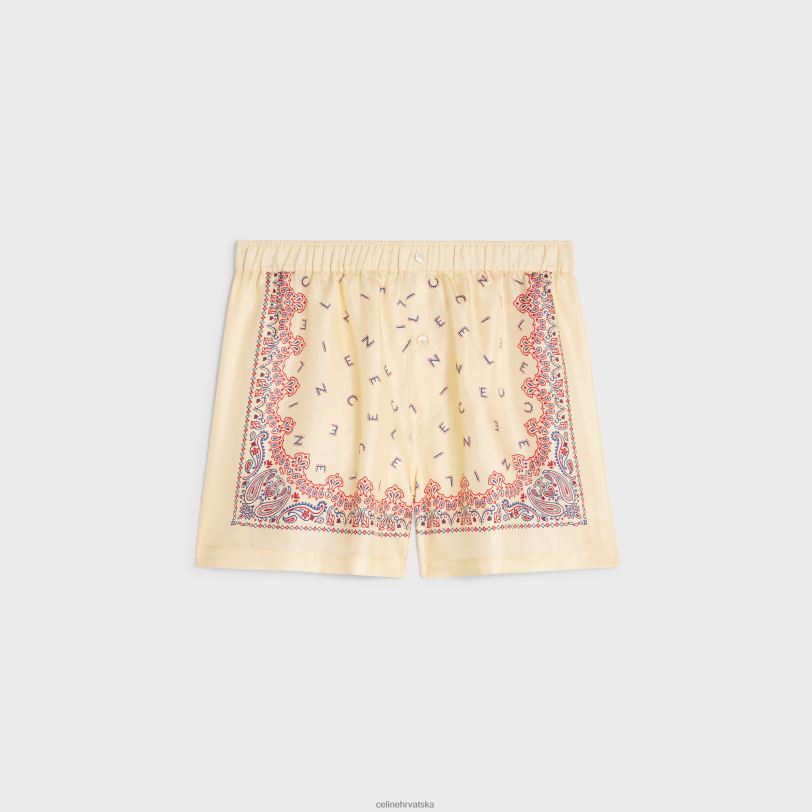 CELINE žene kratke kratke hlače od svilenog kepera 3WED6895 odjeća žuta/crvena/plava