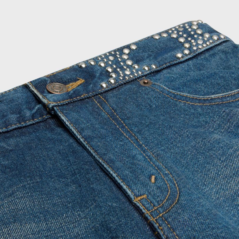 CELINE žene mini kratke hlače od trapera 3WED6892 odjeća čisti tamni union pranje