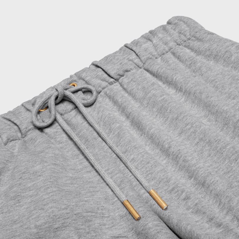 CELINE žene mini kratke hlače triomphe od pamuka i kašmira 3WED6886 odjeća siva/ekru