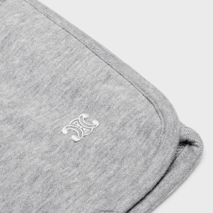 CELINE žene mini kratke hlače triomphe od pamuka i kašmira 3WED6886 odjeća siva/ekru