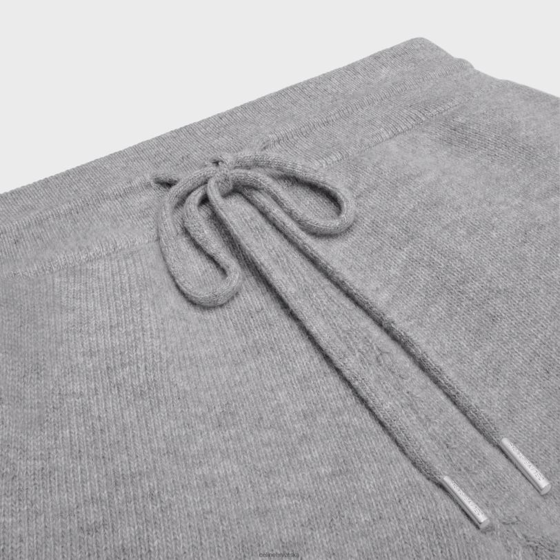 CELINE žene mini kratke hlače triomphe od vune i kašmira 3WED6684 odjeća Svijetlo siva