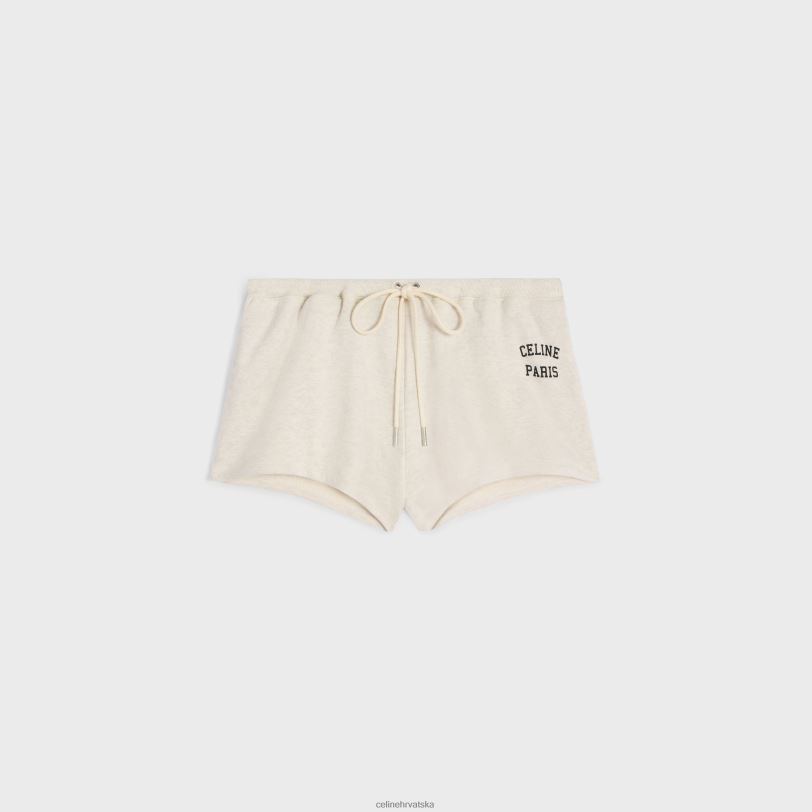 CELINE žene paris mini kratke hlače od pamučnog flisa 3WED6598 odjeća krem/crna