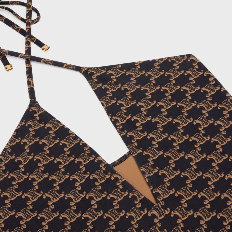 CELINE žene kupaći kostim u žersiju s monogramom 3WED6897 odjeća karamela/smeđa