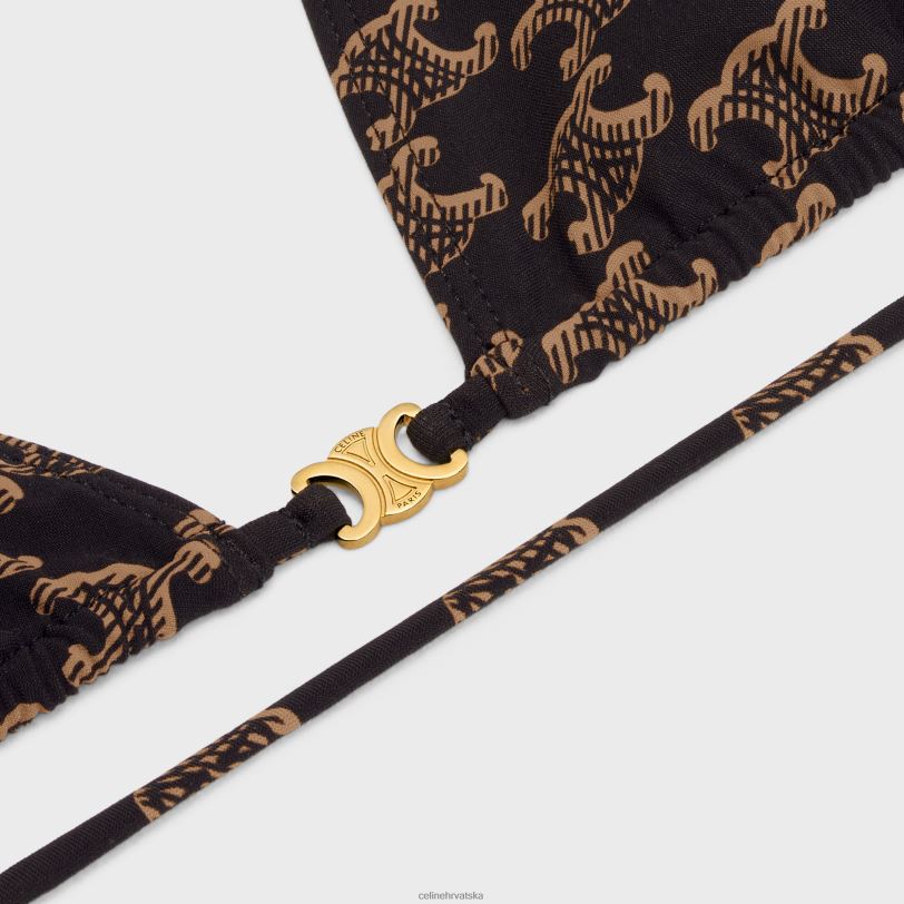 CELINE žene trokutasti top u monogram mat žerseju 3WED6904 odjeća karamela/smeđa