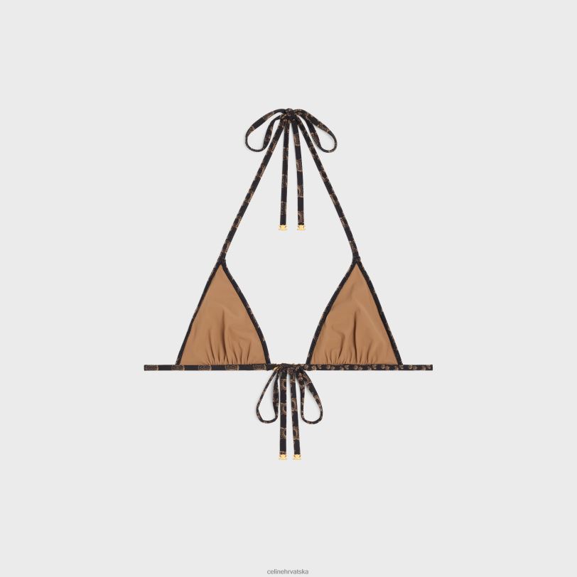 CELINE žene trokutasti vrh u žerseju s monogramom 3WED6902 odjeća karamela/smeđa