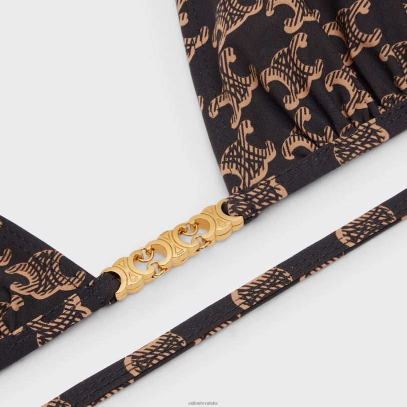 CELINE žene trokutasti vrh u žerseju s monogramom 3WED6902 odjeća karamela/smeđa