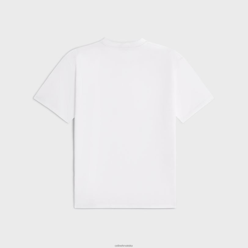 CELINE žene široka majica kratkih rukava od pamučnog žerseja 3WED6779 odjeća ekru/crna