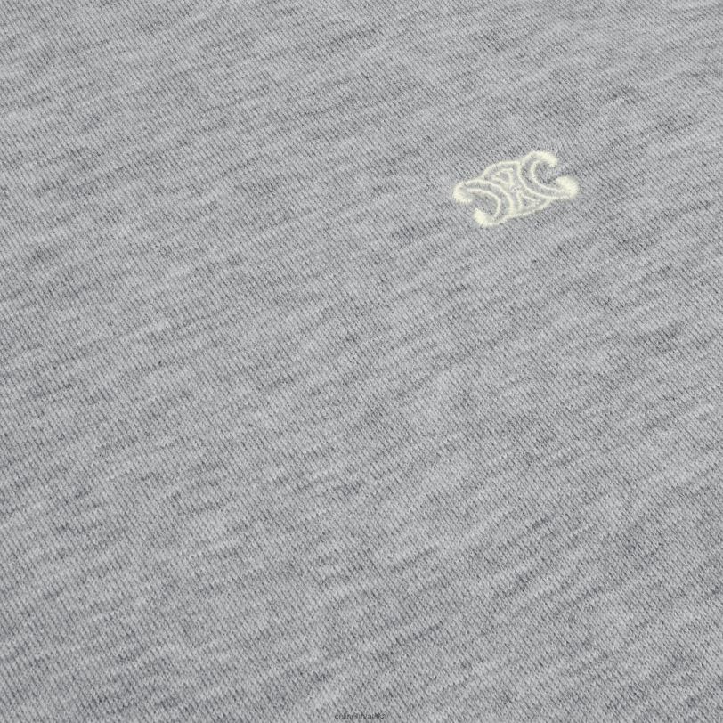 CELINE žene pamuk/kašmir triomphe hoodie 3WED6781 odjeća sivo/bijelo