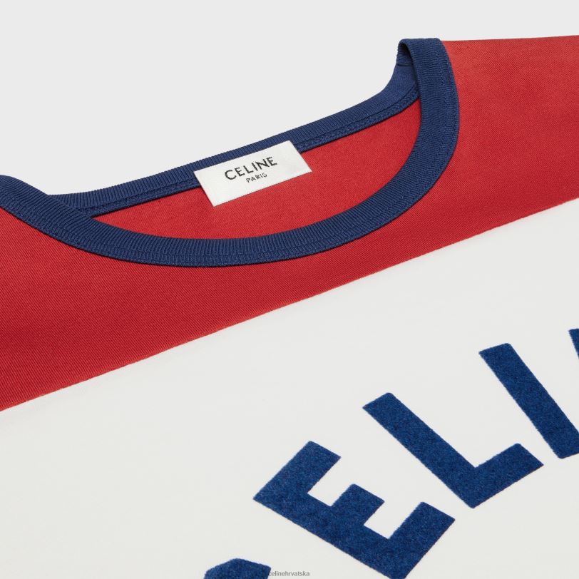 CELINE žene pariška majica 70-ih u pamučnom žerseju 3WED6774 odjeća off white/bleu berlin/deep