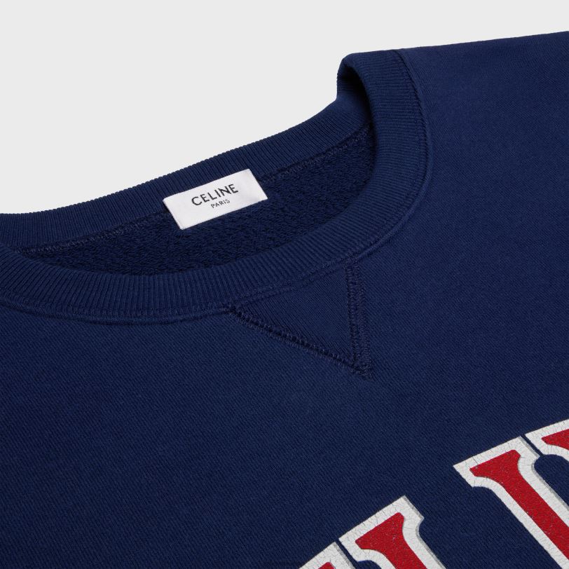 CELINE žene paris široka trenirka od pamučnog flisa 3WED6600 odjeća tamnoplava/crvena/bijela