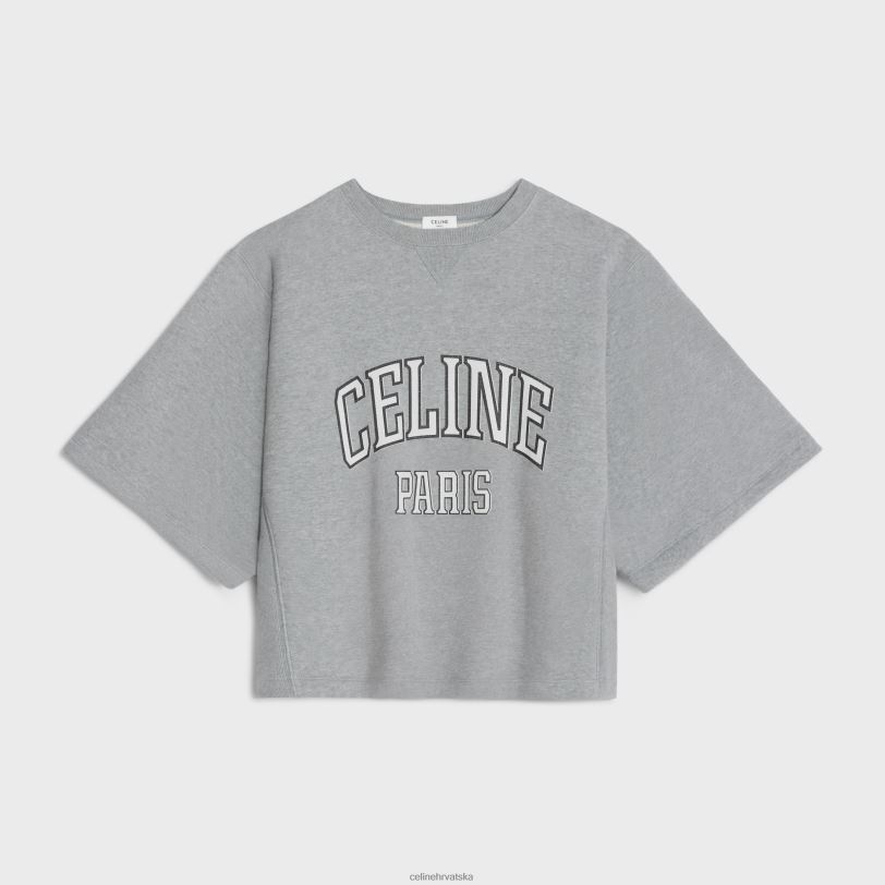 CELINE žene paris široka trenirka od pamučnog flisa 3WED6672 odjeća sivo/crno/bijelo