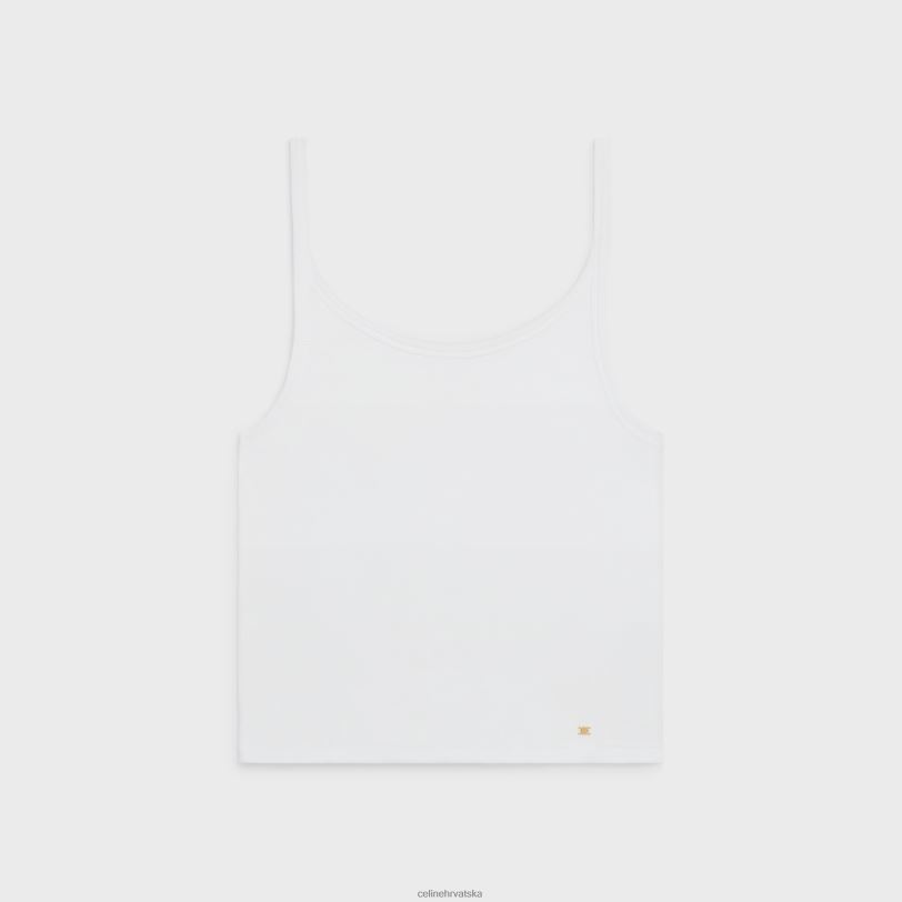 CELINE žene triomphe majica bez rukava od rebrastog pamuka 3WED6785 odjeća optički bijeli
