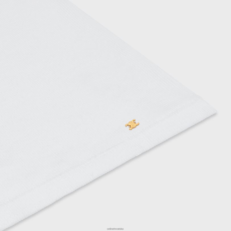 CELINE žene triomphe majica bez rukava od rebrastog pamuka 3WED6785 odjeća optički bijeli