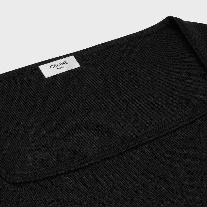 CELINE žene gornji dio s četvrtastim ovratnikom od podloge od svile i pamuka 3WED6747 odjeća crno