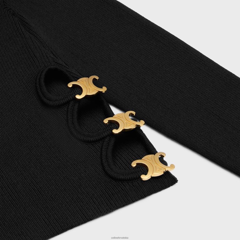 CELINE žene gornji dio s četvrtastim ovratnikom od podloge od svile i pamuka 3WED6747 odjeća crno