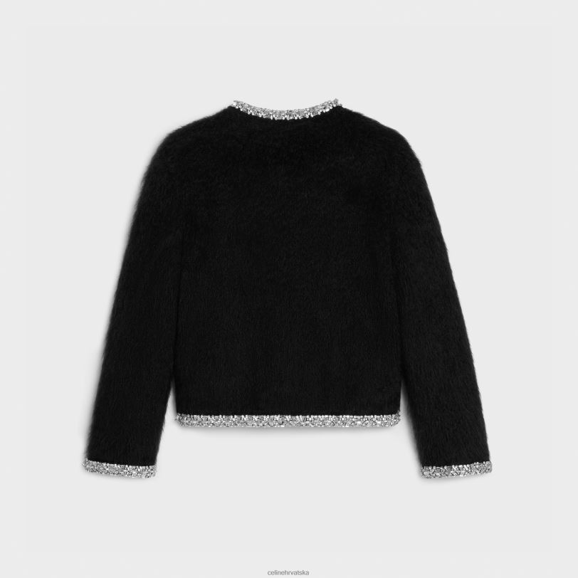 CELINE žene izvezeni kardigan od brušenog mohera 3WED6616 odjeća crno