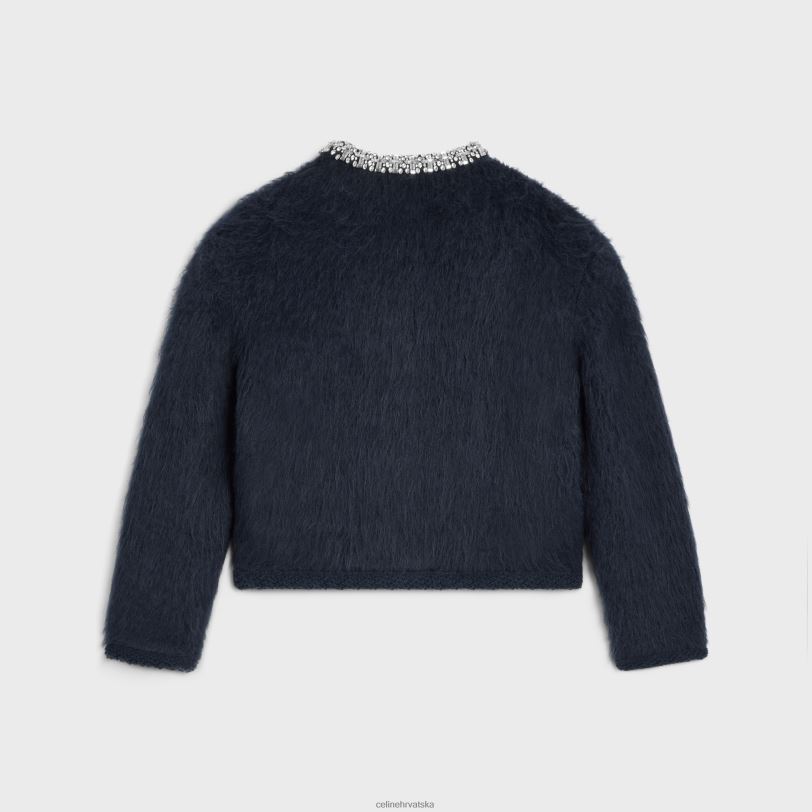 CELINE žene izvezeni kardigan od brušenog mohera 3WED6617 odjeća plava