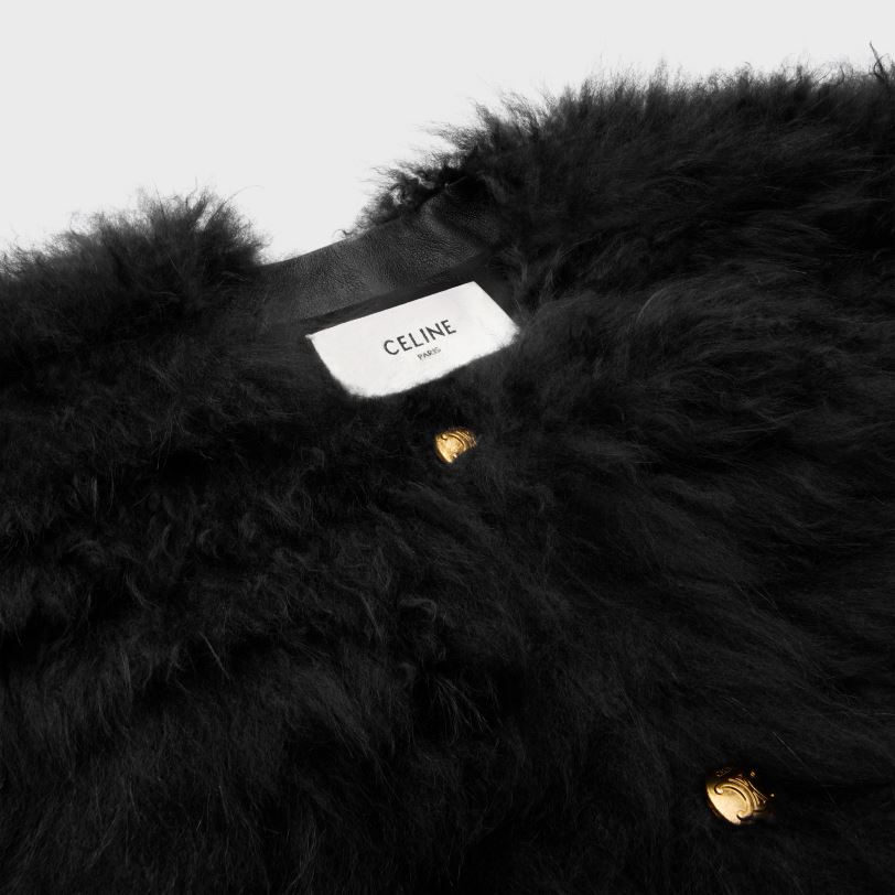 CELINE žene izvezeni kardigan od kozjeg kašmira 3WED6620 odjeća crno