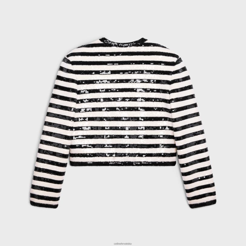 CELINE žene izvezeni mariniere kardigan od vune 3WED6569 odjeća ekru/crna