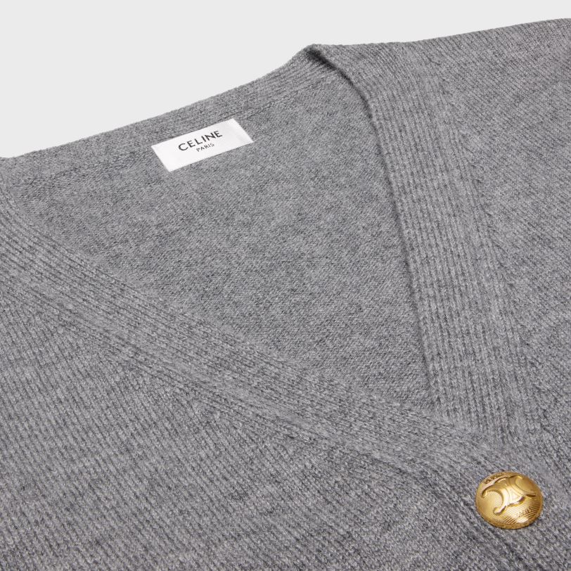 CELINE žene kardigan s gurmankama u baštinskom kašmiru 3WED6614 odjeća siva