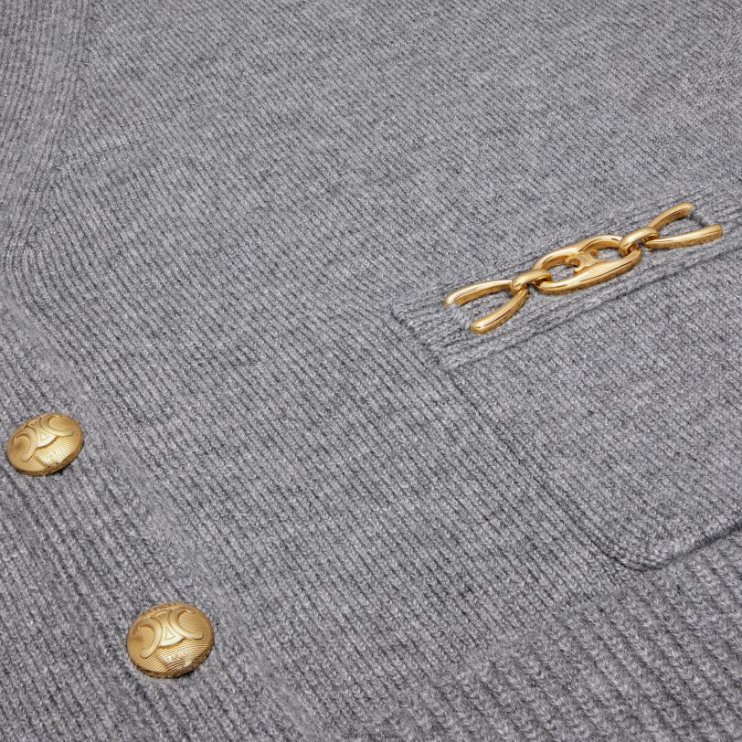 CELINE žene kardigan s gurmankama u baštinskom kašmiru 3WED6614 odjeća siva