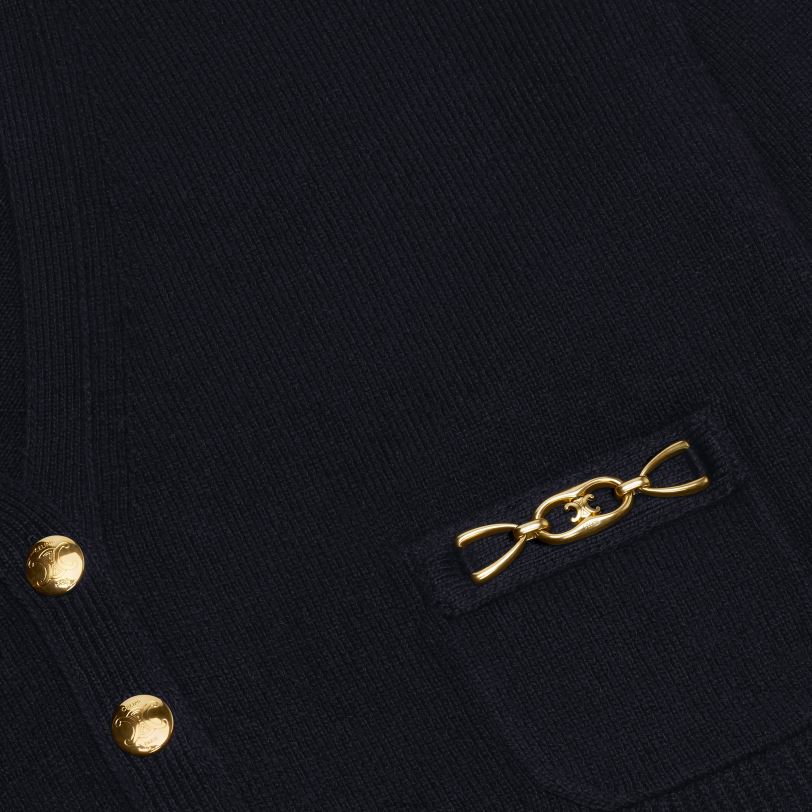 CELINE žene kardigan s gurmanom od naslijeđenog kašmira 3WED6764 odjeća crno