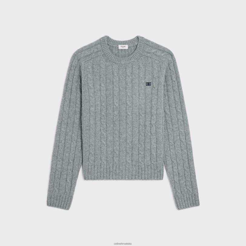 CELINE žene pleteni triomphe džemper od kašmira 3WED6608 odjeća siva