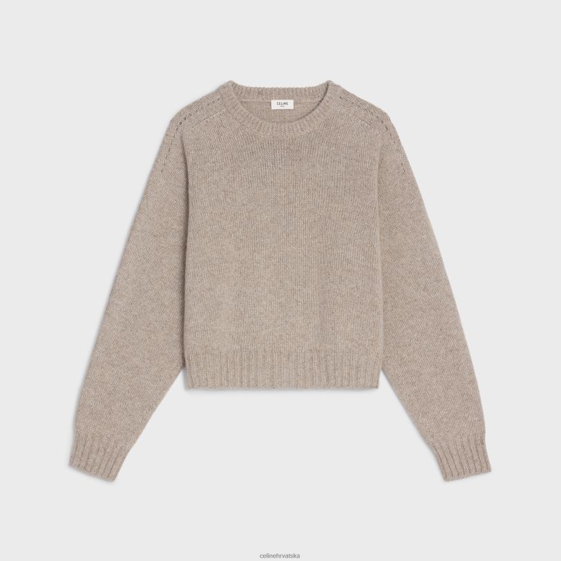 CELINE žene pulover s okruglim izrezom od bešavnog kašmira 3WED6753 odjeća pijesak