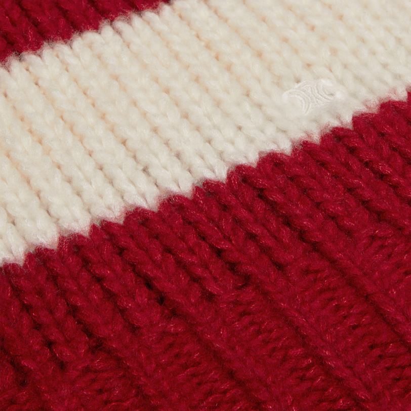 CELINE žene pulover s okruglim izrezom od vune, kašmira i svile 3WED6748 odjeća ekru/crvena