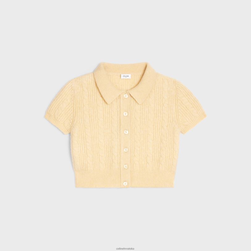 CELINE žene skraćeni kardigan od brušenog kašmira 3WED6771 odjeća blijedo žuta