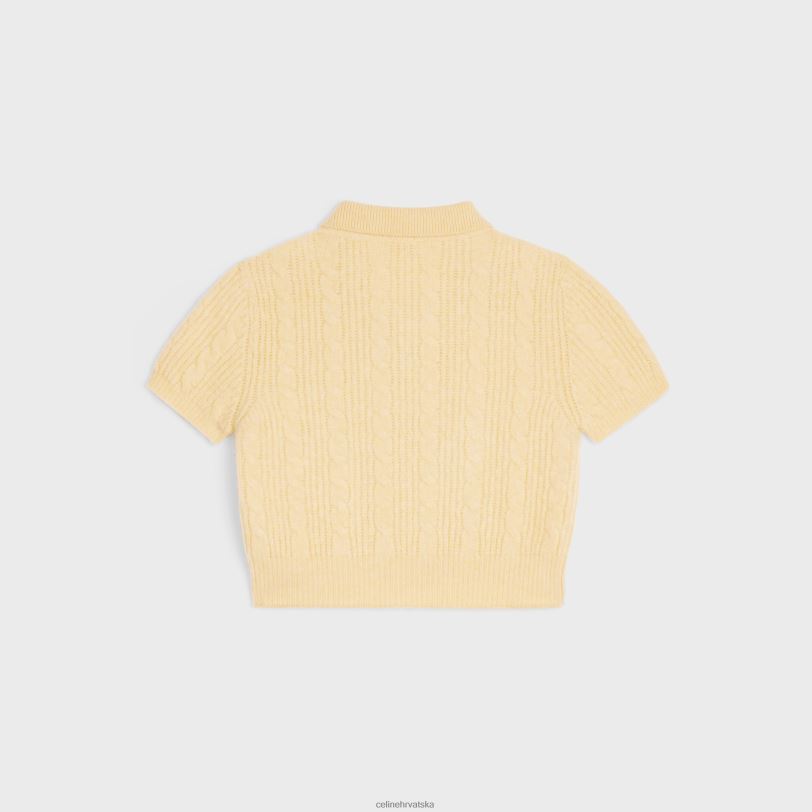 CELINE žene skraćeni kardigan od brušenog kašmira 3WED6771 odjeća blijedo žuta
