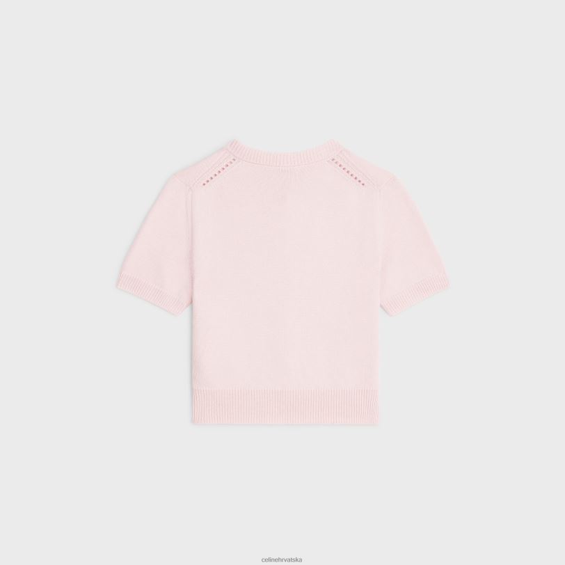 CELINE žene skraćeni kardigan od naslijeđenog kašmira 3WED6770 odjeća svijetloružičasta