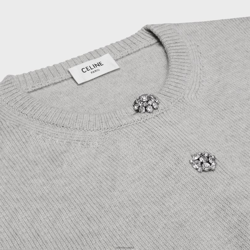 CELINE žene triomphe kardigan od baštinskog kašmira 3WED6761 odjeća Svijetlo siva