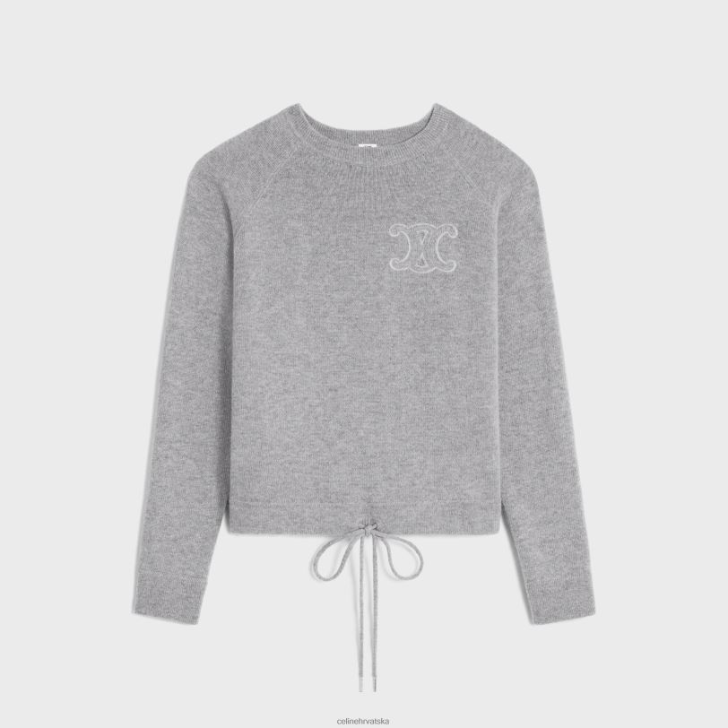 CELINE žene triomphe pulover s okruglim izrezom od vune i kašmira 3WED6605 odjeća Svijetlo siva