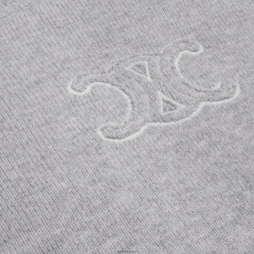 CELINE žene triomphe pulover s okruglim izrezom od vune i kašmira 3WED6605 odjeća Svijetlo siva