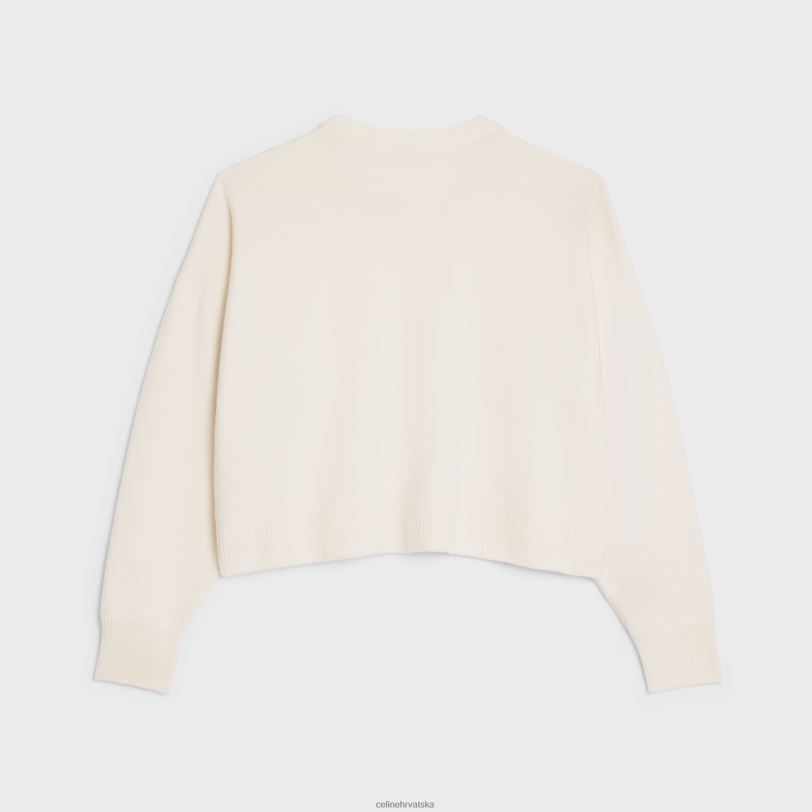 CELINE žene triomphe skraćeni džemper od naslijeđenog kašmira 3WED6754 odjeća prljavo bijelo