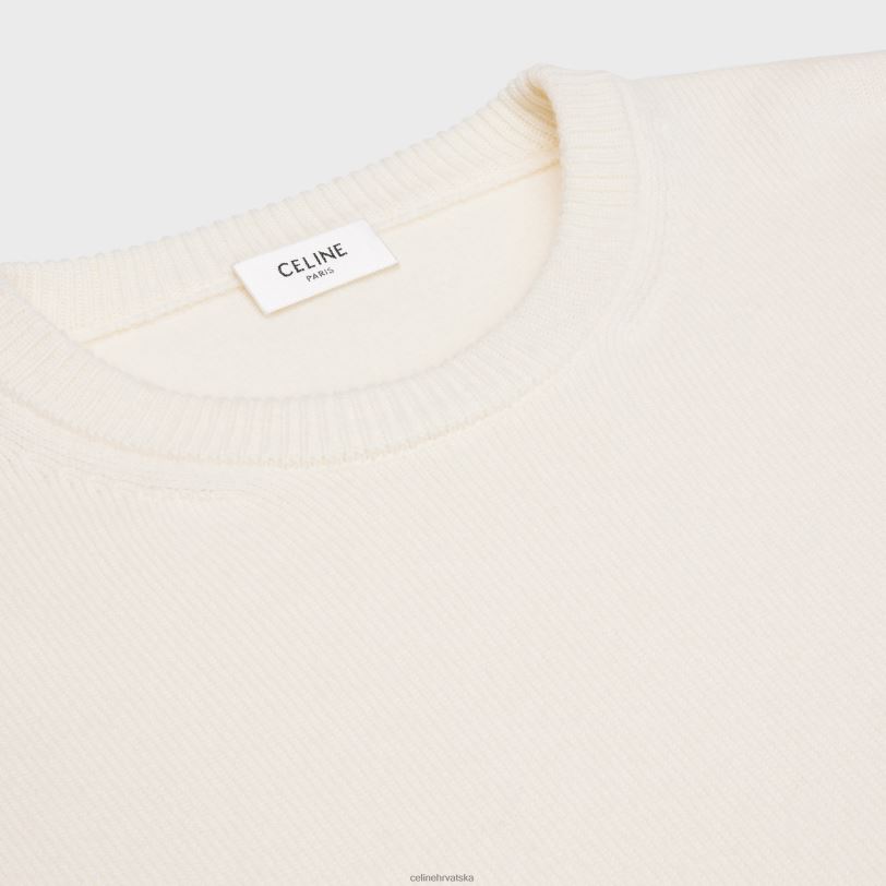 CELINE žene triomphe skraćeni džemper od naslijeđenog kašmira 3WED6754 odjeća prljavo bijelo