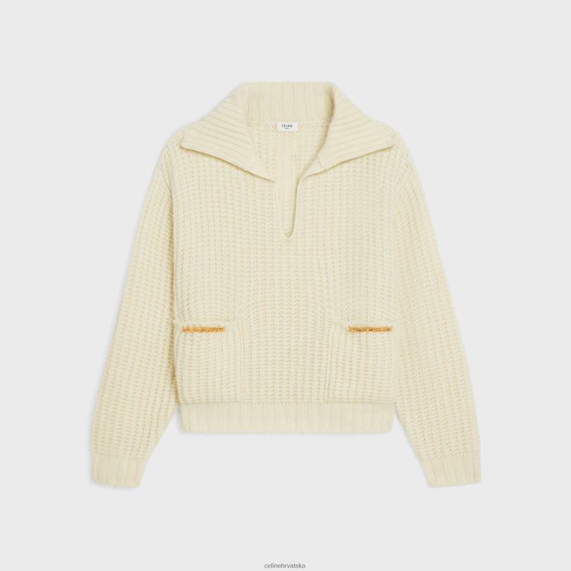 CELINE žene vareuse od rebraste vune i kašmira 3WED6751 odjeća prljavo bijelo