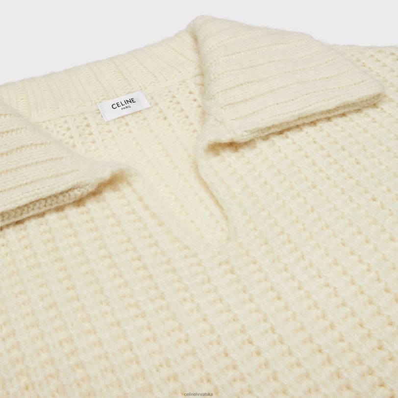 CELINE žene vareuse od rebraste vune i kašmira 3WED6751 odjeća prljavo bijelo