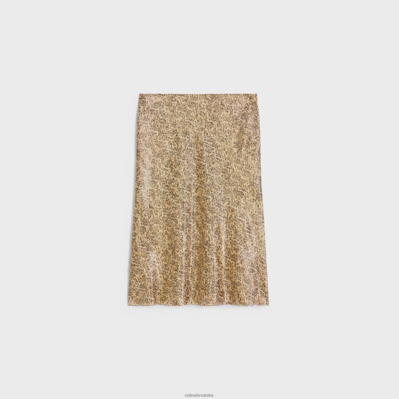 CELINE žene hobble suknja od svilenog žoržeta 3WED6660 odjeća leopard/srebro