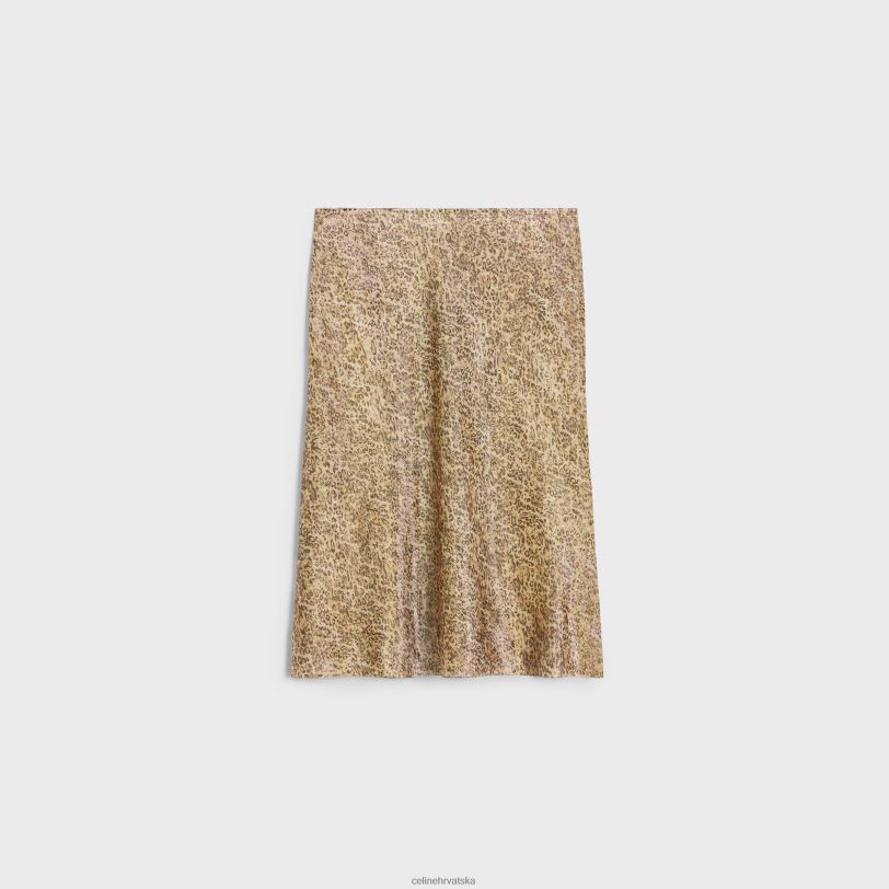 CELINE žene hobble suknja od svilenog žoržeta 3WED6660 odjeća leopard/srebro