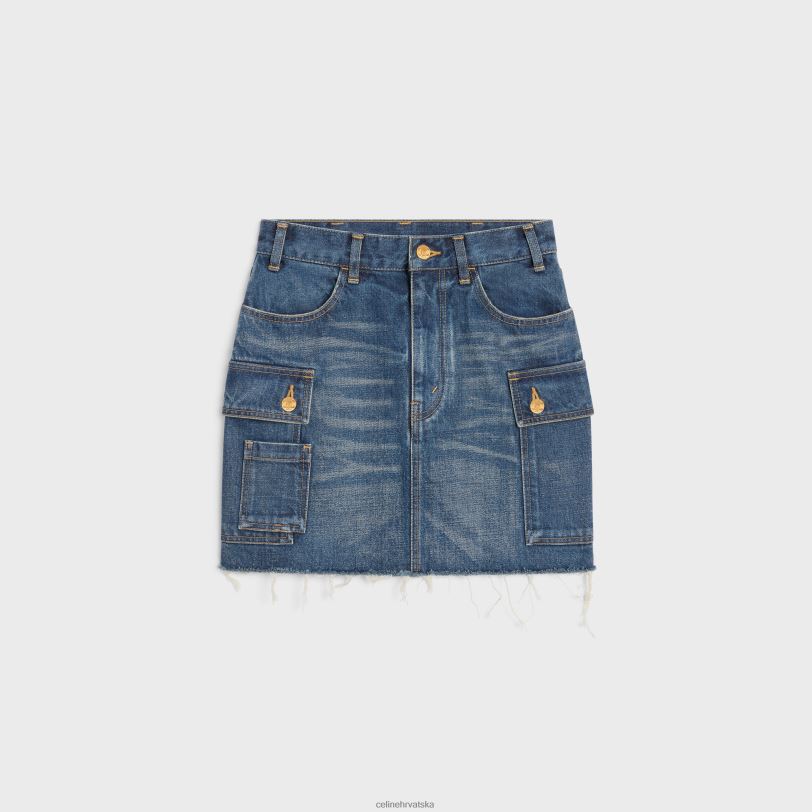 CELINE žene kargo mini suknja od trapera 3WED6823 odjeća tamno union pranje