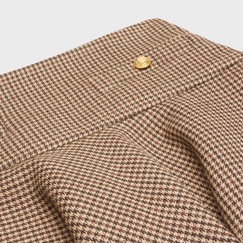 CELINE žene mini suknja od dvostruke vunene zube 3WED6814 odjeća bordo/bež/crna