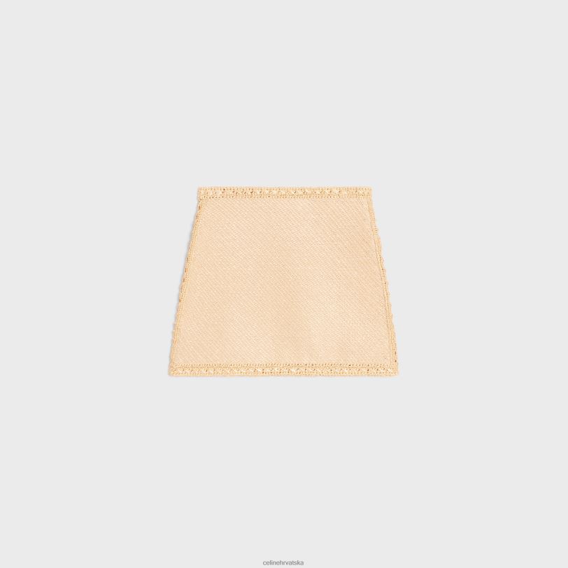 CELINE žene mini suknja od heklane rafije 3WED6819 odjeća prirodni